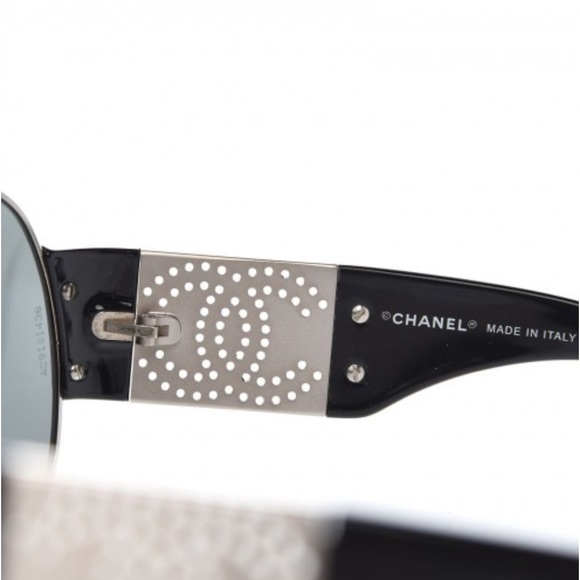 CHANEL Unisex Black Tint Metal Frame CC Logo Wrap Aviator Sunglasses 4154 - Picture 6 of 8